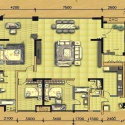 b 3室2厅2卫 约220平米