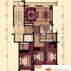 绿城玉园户型图12号楼b2户型图  3室2厅2卫1厨