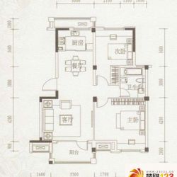 绿城丁香花园二期户型图多层标准层a1户型图   2室2厅1卫1厨