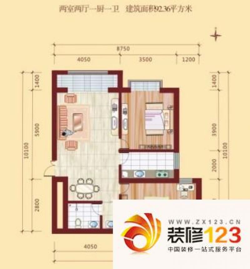 华凌国际公寓户型图10号楼a户型图 2室2厅1卫1厨