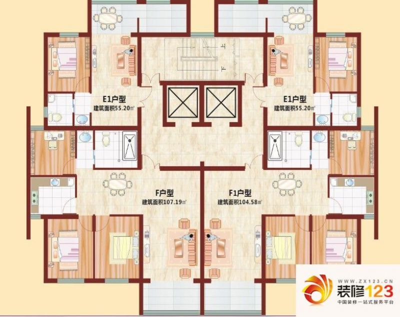 华凌国际公寓户型图30号楼2梯4户户型图 