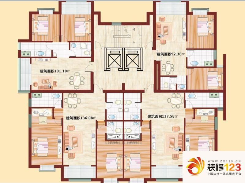 华凌国际公寓户型图10号楼2梯4户户型图 